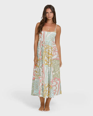 white and gold dress illusion explained Billabong Bright Skies Midi Dress in Island Green main image 1
