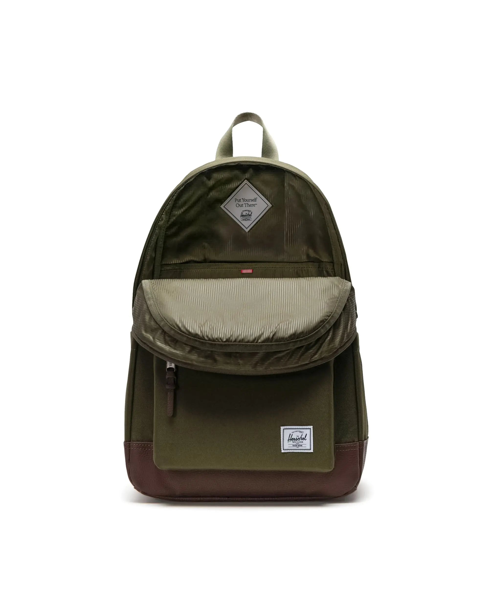 grey and brown herschel backpack Herschel Heritage 24L Ivy Green Chicory Coffee Backpack