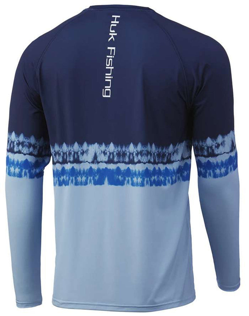 Huk Men's Salt Stripe Pursuit Long Sleeve, Medium, Deep Ocean Blue